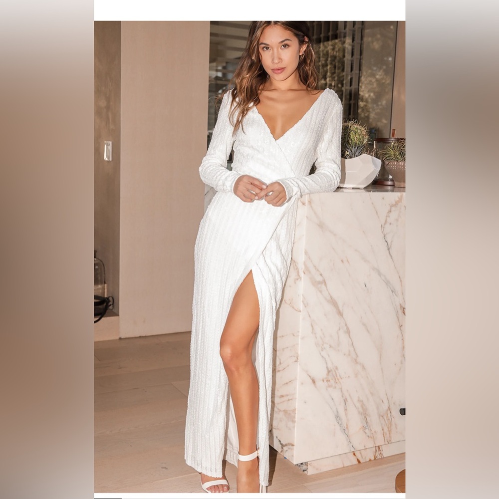 Lulus Sequin White Dress